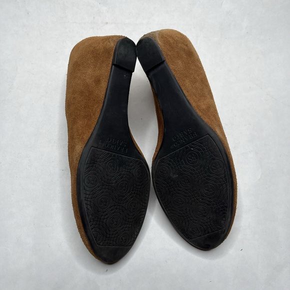 Franco Sarto Womens 8 Desert Camel Suede Zinc Embellished Suede Wedge Tan Brown - Picture 10 of 10